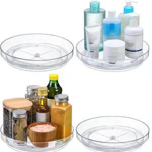 4 Pack 9 Inch Clear Acrylic Lazy Susan Organizers for Cabinet, Kitchen, Pantry & Bathroom - Versatile Storage Solutions for Everyday Use