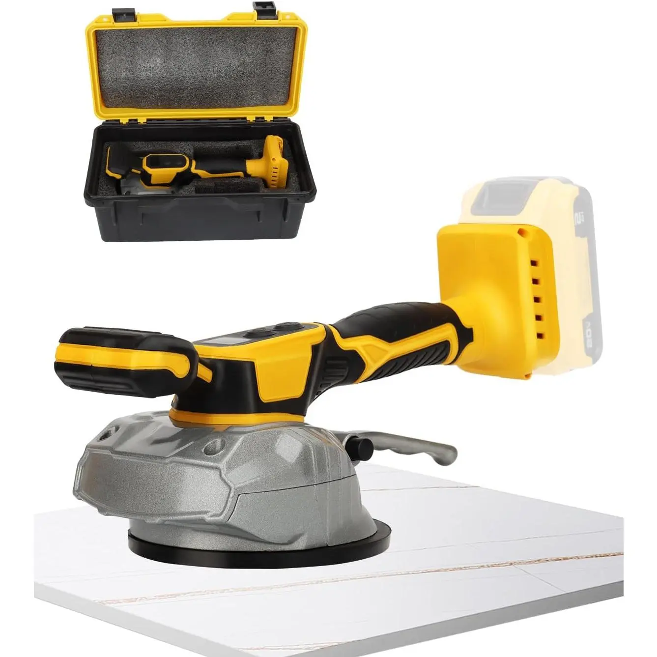 Tile Vibration Leveling Machine for  20V , Cordless Tile Vibration Machine Installation Tool 150W Tiler Vibrator Tool with 8 Speed, Suction Cup, Digital Display for Floor Tile Wall