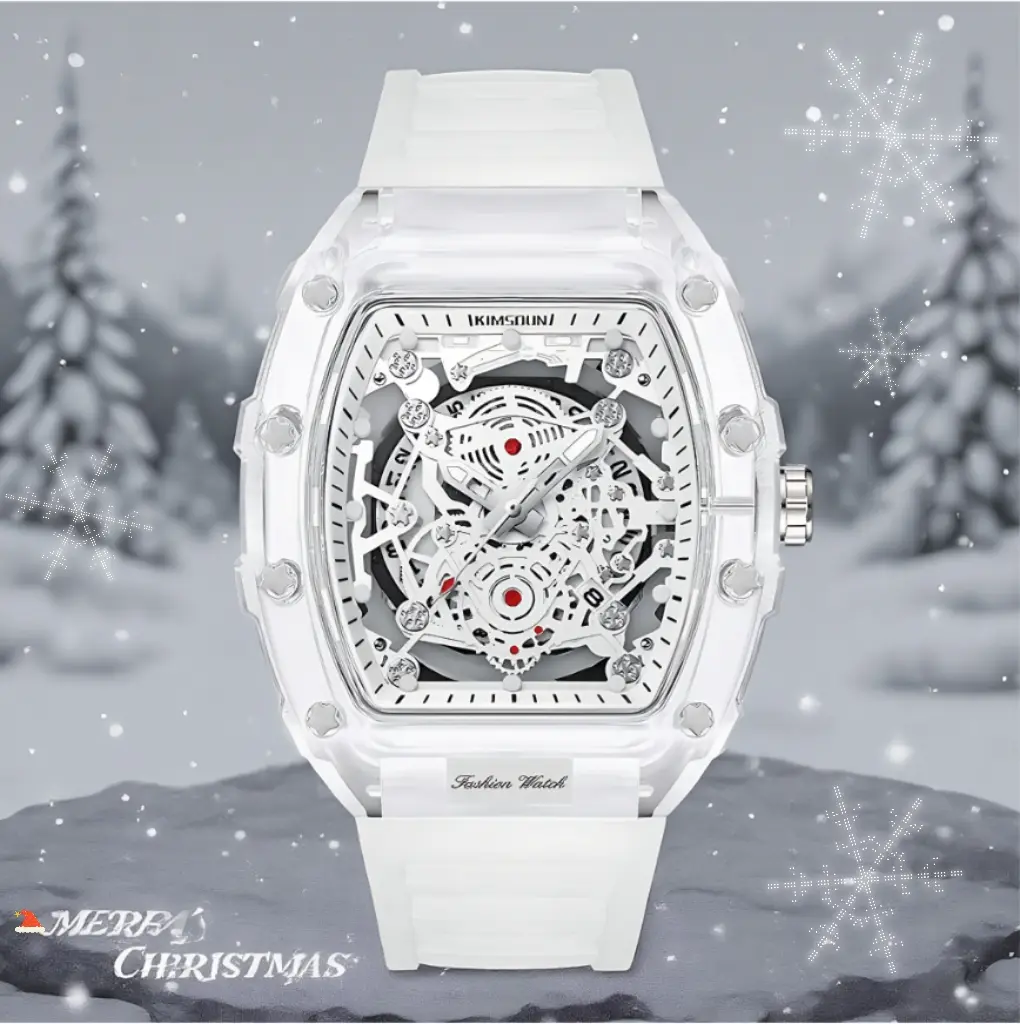 Men's Futuristic Wristwatch with Transparent Quartz Dial - Modern Waterproof Design, Stylish Holiday Gift for Him, Waterproof For Daily Splashes