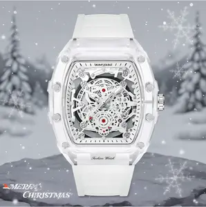 Men's modern wristwatch – waterproof transparent quartz movement, stylish, futuristic design, Christmas and New Year gift,Holiday Haul