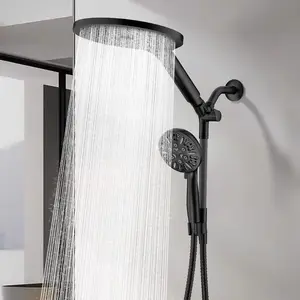 Dual Shower Heads with Handheld Spray Combo - High Pressure 9-Mode Rainfall System with 79'' Hose - 3-Way Diverter, DIY Install, Renter-Friendly Design