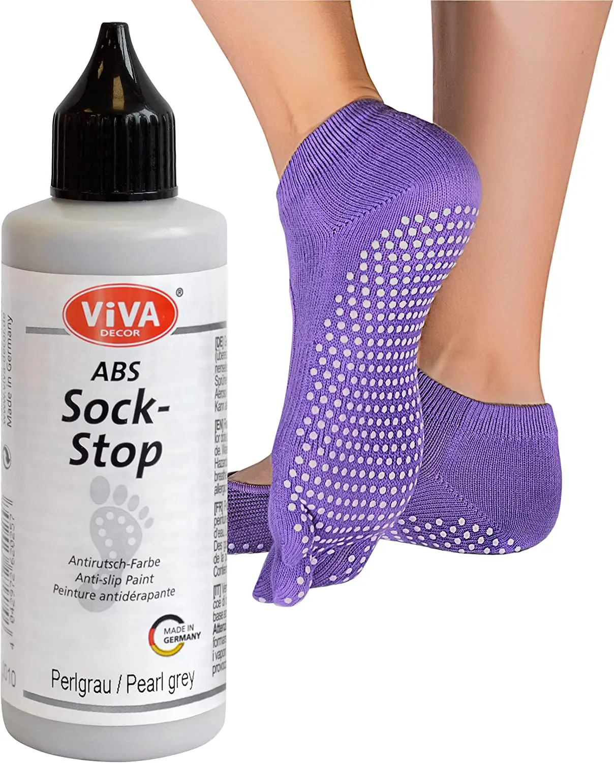 ABS Sock Stop non slip Liquid 2,77 fl oz,ABS anti skid fabric cloth - liquid anti-slip for socks, mats, yoga -Viva Decor - Made In Germany. DIY shoe