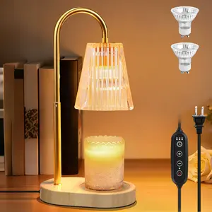 Candle Warmer Lamp Timer Adjustable - Height Wax Melt Electric Light Warming Dimmable Top Melter Heater for Melting Heating Small Jar Candles Gifts Women Mom Birthday Home Desk Decor Candle Stand with 2 Bulbs(not include candles)
