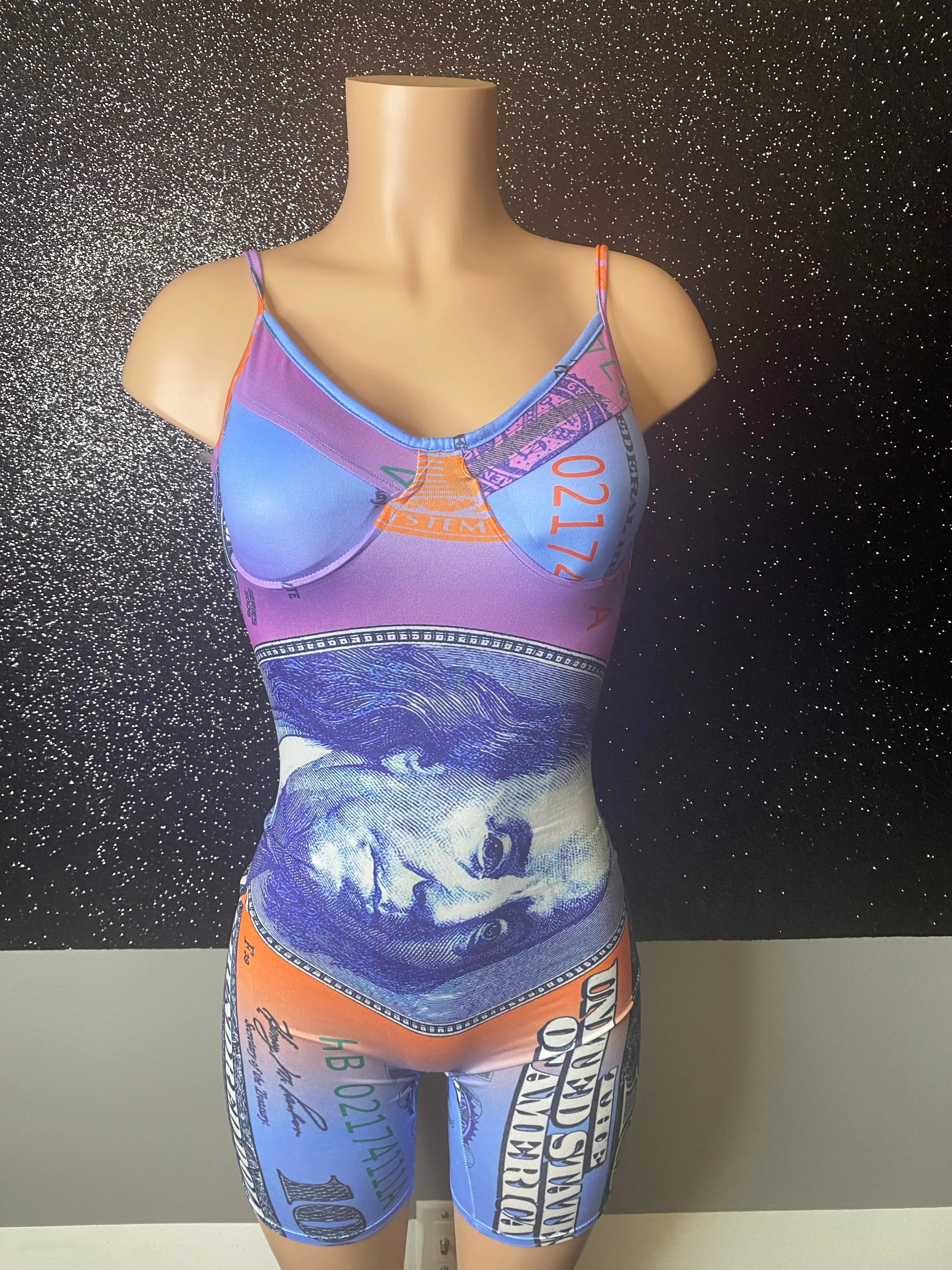 Purple Money Romper Purple Money Romper