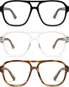3 Pack  Aviator Spring Hinge Reading Glasses for Women Men,Retro Blue Light Computer Reader Frame AM6081