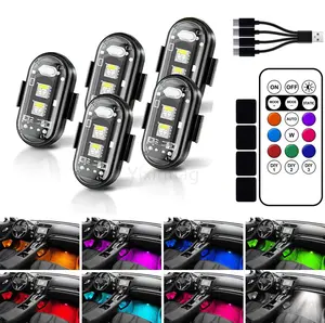 Remote Control Car Footwell Light, USB Rechargeable RGB LED Light, Waterproof Car Interior Decoration Light, Car Lighting Accessories, Suitable for Cars, Gift for Women Men Valentine's Day, Holiday Decorative Car Mods Exterior