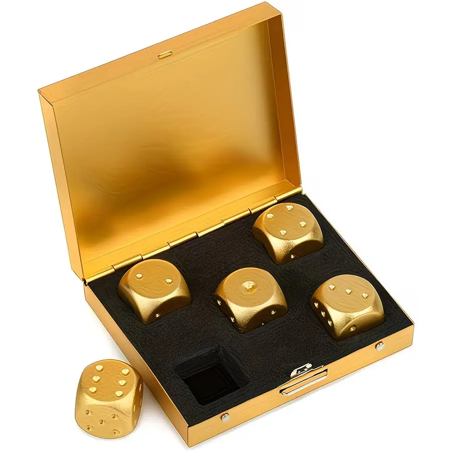 Premium Aluminum Alloy Dice Set with Storage Box, Ideal for Board and Card Games, Durable Game Pieces, Party Game Essentials, Metal Dice Set