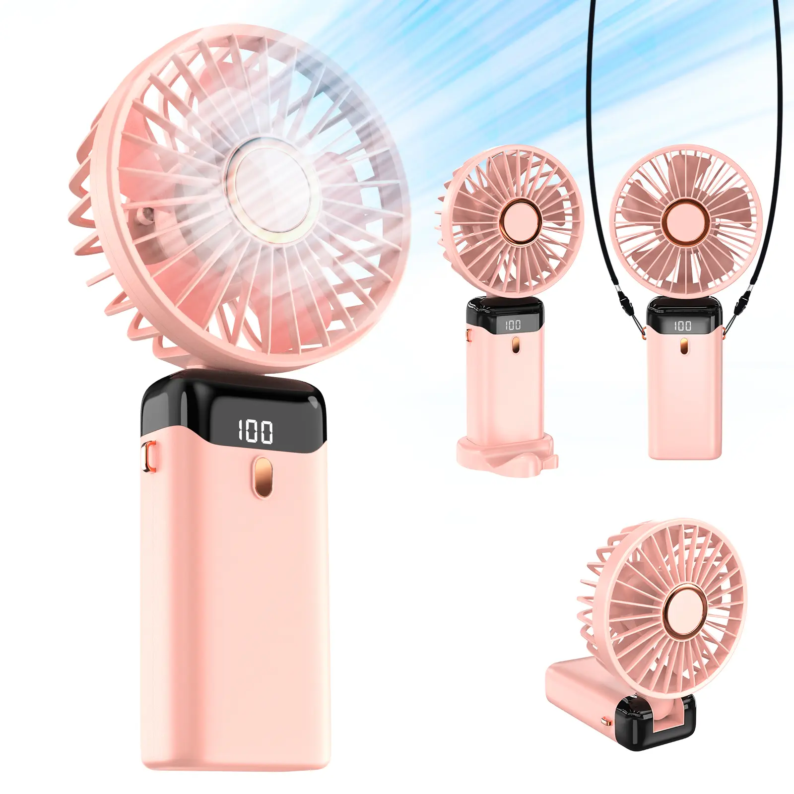 Cordless Rechargeable Compact Portable Handheld Fan - Collapsible, USB Port Charging, Cooling for Travel, Outdoor Activities, Portable Fan