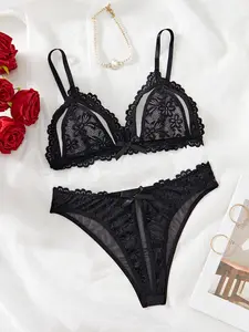 Women's Hollow Out Sexy Lace Light Thin Lightweight Lingerie Underwear Set, Couple Date Night Perfect Set, Geometric Pattern, All Seasons, Sexy Style