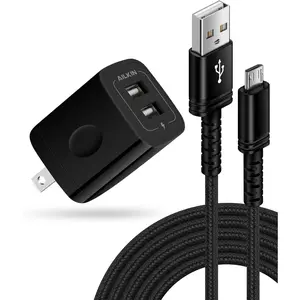Micro USB Charger, Dual USB Port Wall Block with 6FT Android Fast Charging Cable For Kindle Fire HD 10,8,7 Kids Edition Tablet,Paperwhite E-Reader, Samsung J8,J7 Pro,S6,S7, Droid Cord AC Power Adapter