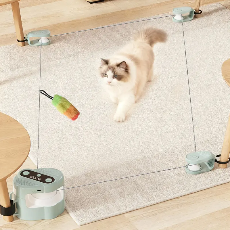 2026 New Indoor Interactive Cat Toy, Interactive Kitten Wand, Automatic/mechanical Control DIY Feather Mouse Running Machine, Durable Construction, Suitable for Bored Kitties & Puppies, Interactive Play