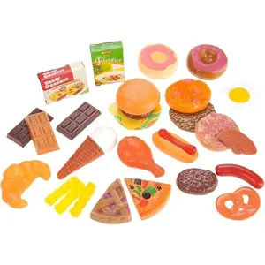 30 Pieces Deluxe Realistic Pretend Play Food Set & Dessert Play Food Cooking Set| Colorful Pretend Play Kitchen Accessories | Unique Gift for Toddlers, Boys & Girls
