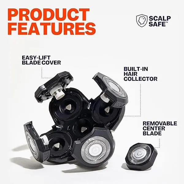 FREEBIRD FlexSeries Rotary Shaver Razor Refill, Replacement Blade with ScalpSafe Technology for a Smooth Shave on Head, Face & Body, Lasts 50+ Shaves, Shaver Razors