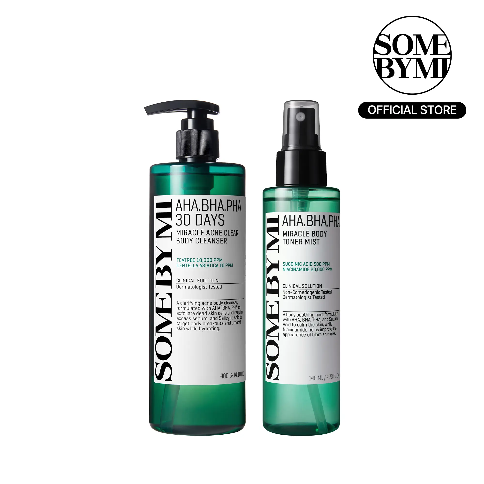 Body Acne Treatment Set - Korean Skincare - AHA BHA PHA & Niacinamide Kit to Fade Dark Marks, Hyperpigmentation & Body Odor - Clear Skin Routine