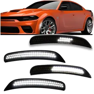 Dynamic LED Side Marker Lights for 2015-2024 Dodge Charger (SXT/Scat Pack/SRT Hellcat) - Sequential White Turn Signals | 4pc Direct Replacement Kit | Plug & Play