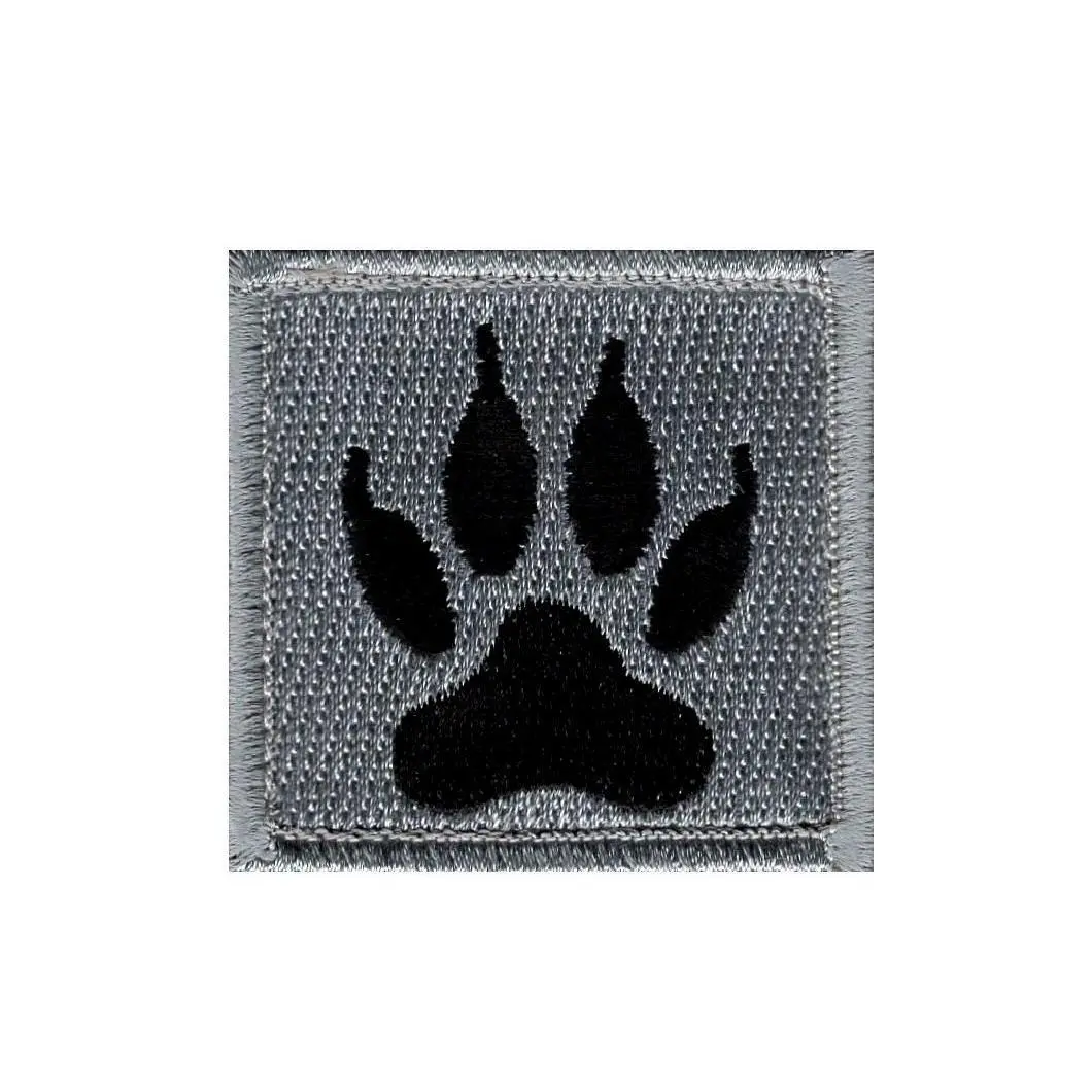 Wolf Tracker Paw Embroidered Hook Fastener Patch (WTP3)