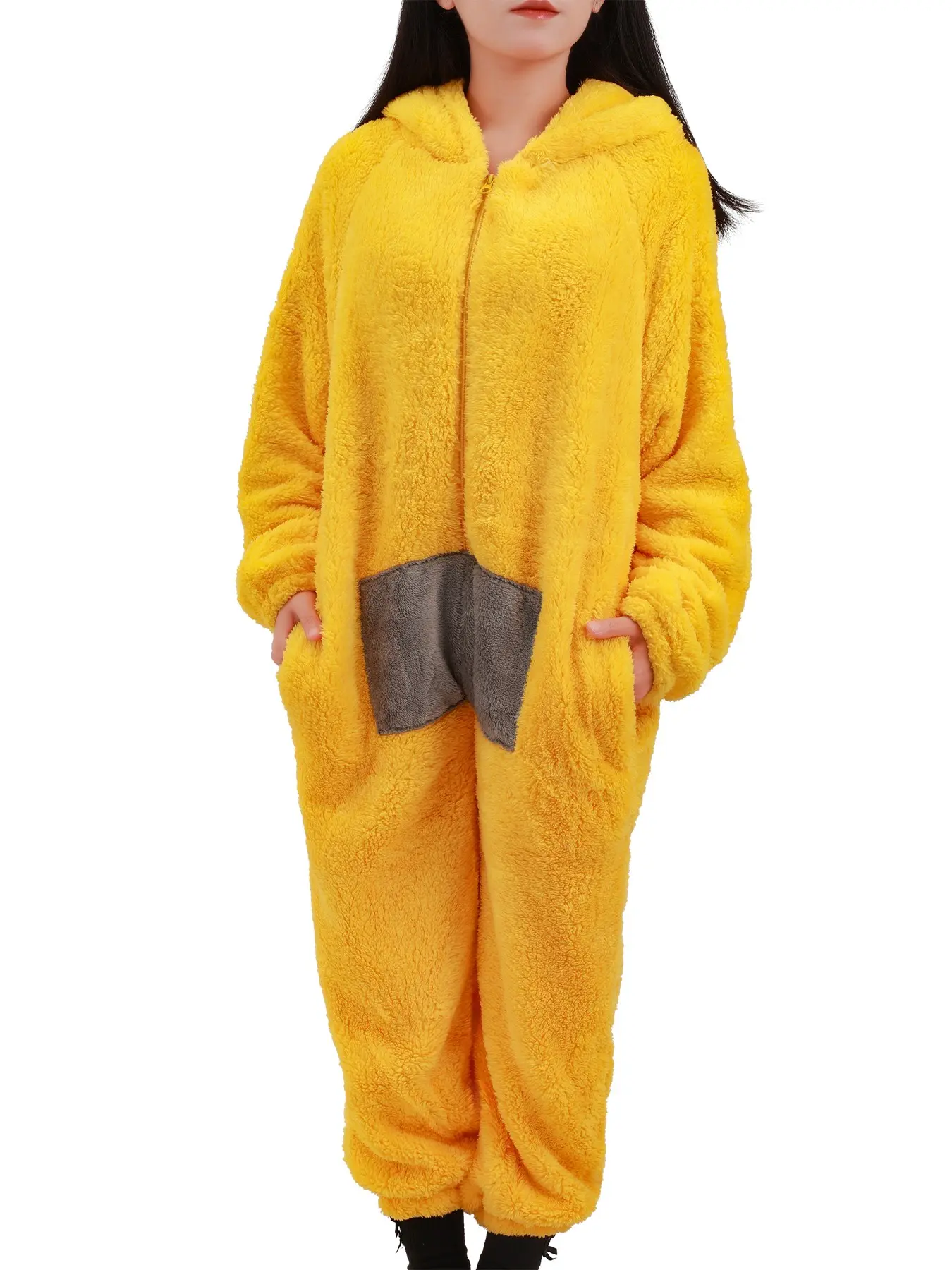 Unisex Adult Onesie Antenna Baby Cosplay Costume, Plush Sleepwear Long Sleeve with Embroidery and Zipper for Christmas Halloween Carnival Party, Comfortable Holiday Outfit
