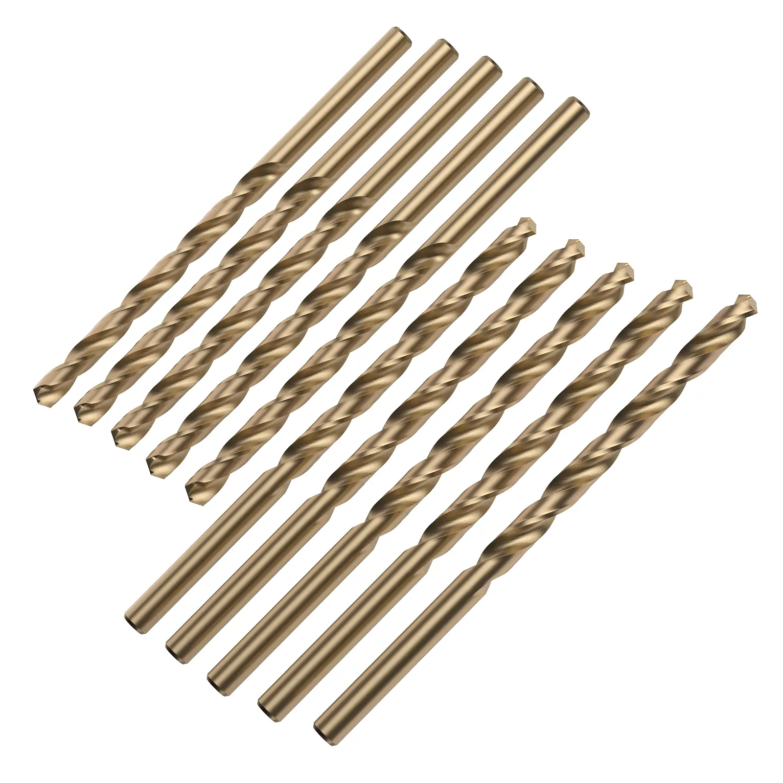 LU&MN M35 Cobalt HSS Jobber Length Twist Drill Bit Set (10 Pcs, 3/16" Straight Shank) - Heavy Duty Tool Accessories for Cutting Cast Iron, Heat-Treated Steel