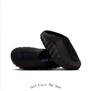 Black Chunky Platform EVA Slides, Fashion Hollow-Out Streetwear Slippers, Trendy Breathable Summer Sandals