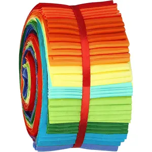 40 Pcs Jelly for Quilting, Japanese Roll up Cotton Strips Colors Patchwork Roll, 2.55 Inch Patchwork Bundle for Sewing (Sand Beach Style)