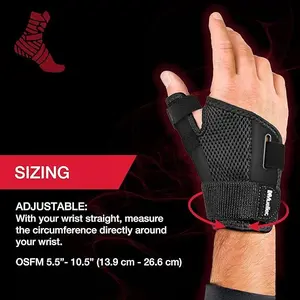 Adjustable Thumb & Thumb Spica Splint Brace for Arthritis Tendonitis Carpal Tunnel Pain Relief Right Left Hand Women Men Black OSFM 5.5"-10.5"