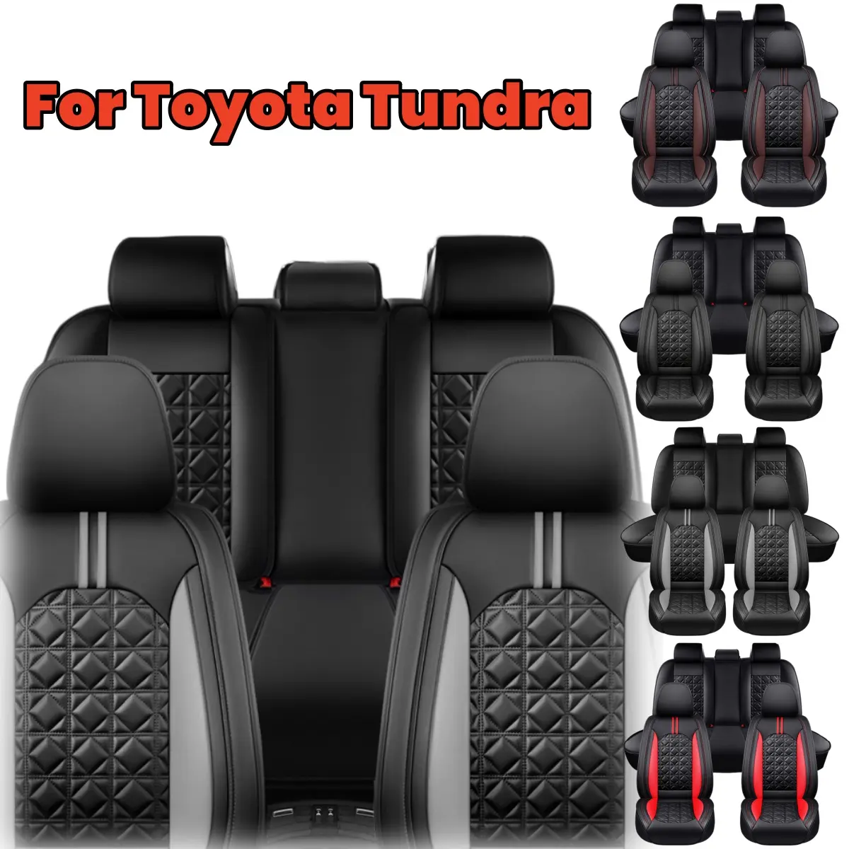 For Toyota Tundra 2008-2024 Pickup Truck Car 5 Seat Covers Napa PU Leather Waterproof, Automotive Interior Car Front & Rear Cushion Split Bench Protector Pad Mat Accessories, Auto Parts Accessories, Cars Accessories