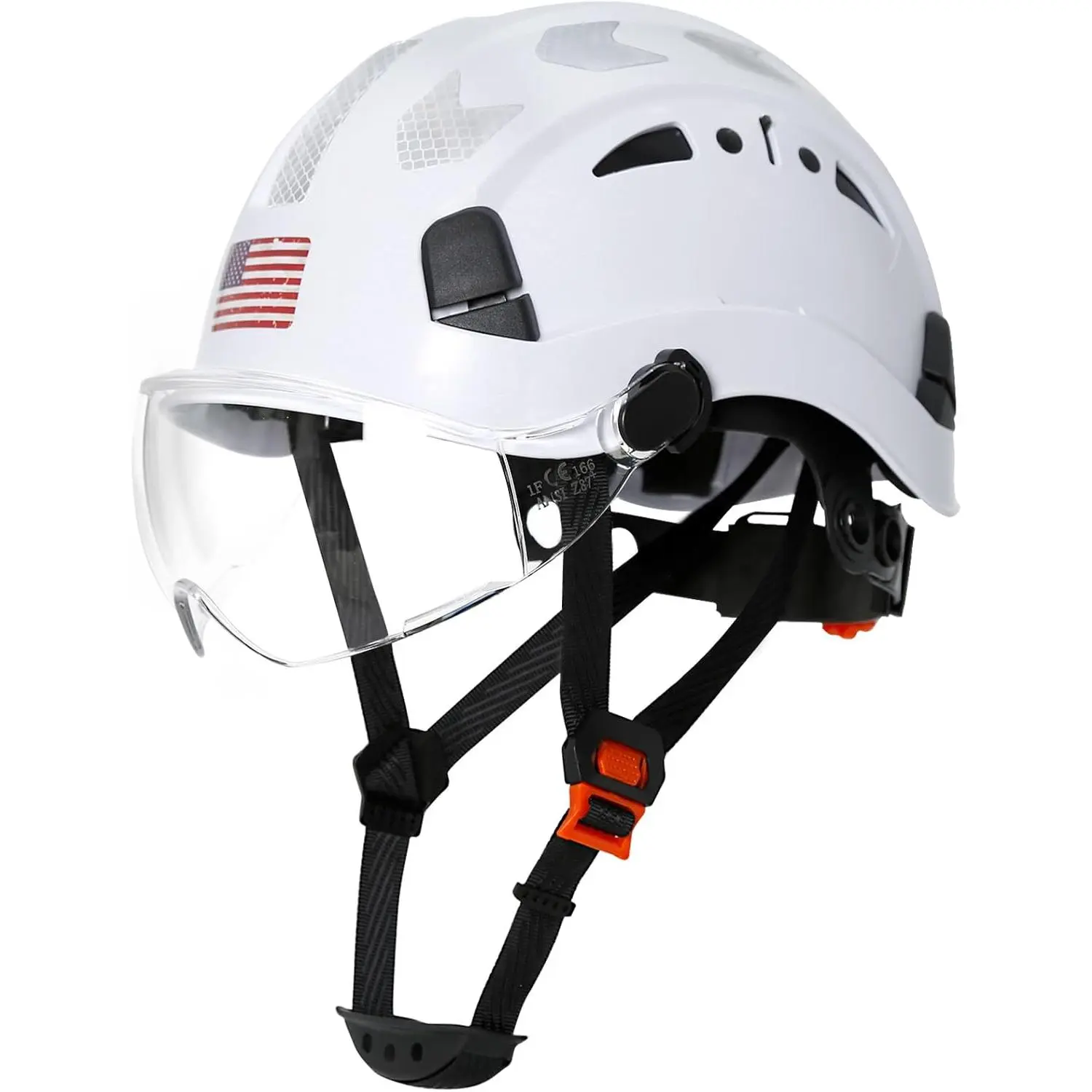 Full Brim ABS Construction Hard Hat for Adults with 6-Point Suspension, 1-Hand Fit Dial, Adjustable Vent & Reflective Trim, Safety Helmet, Egyptian Cotton, One-Hand Fit