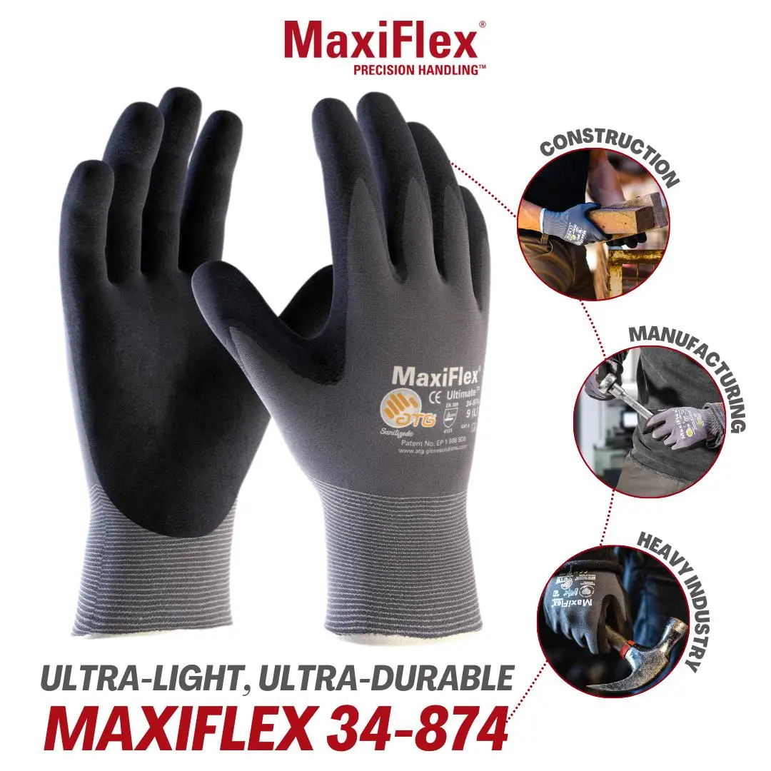 Maxi Flex Gloves - Gloves for Work - Construction Work Gloves for Men - Guantes de Construcción - Guantes Para Trabajo
