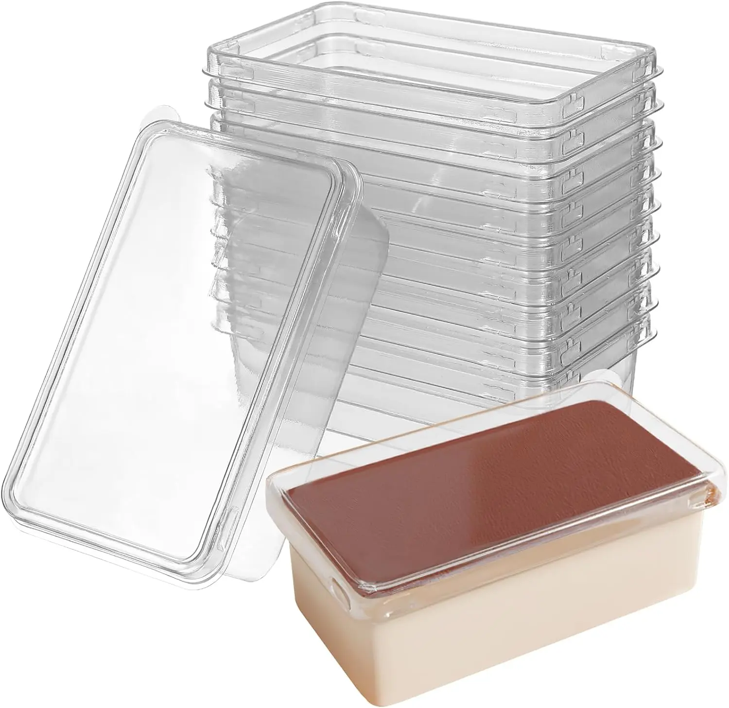 50 Pack Tiramisu Box with Lids, Clear Plastic Dessert Containers for Mousse Cheesecake, Stackable Mini Cake Carrier for Bakery Storage, Rectangle Serving Cup