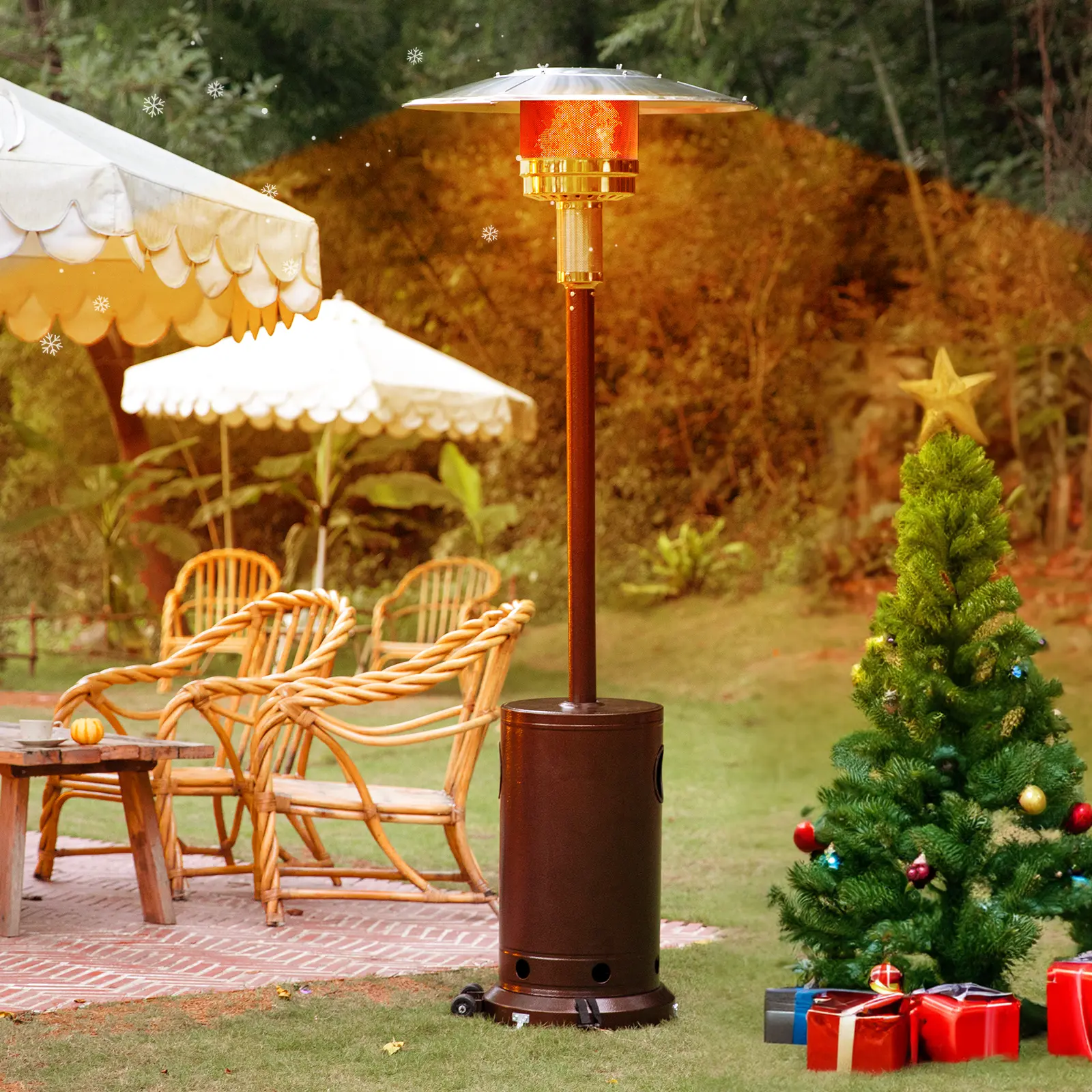 48,000 BTU Propane Patio Heater with Tabletop, Double-Layer Stainless Steel Burner and Safety Protection System,home & commercial use