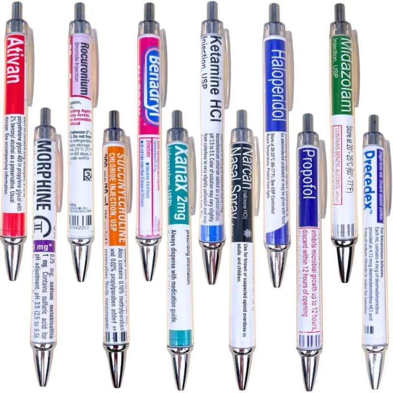 12 PC Pharmacy Pens for Nurse & Pharmacist| Funny Nursing Week Pharmacy Tech Technician Gifts for Women Needle Vaccine Syringe Pill Pen Supplies Accessories Bulk
