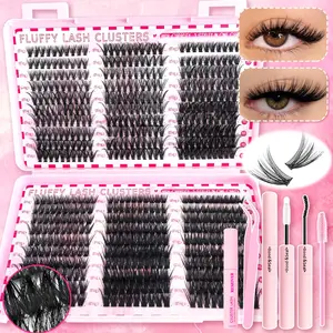 Mixed Length & Styles with Eyelash Glue & Tweezers, 1 Set Reusable Wispy Lashes, Natural Look Lash Extensions, Easy to Apply Lashes, Makeup, Cosmetic False Lashes, DIY Eyelash Extensions