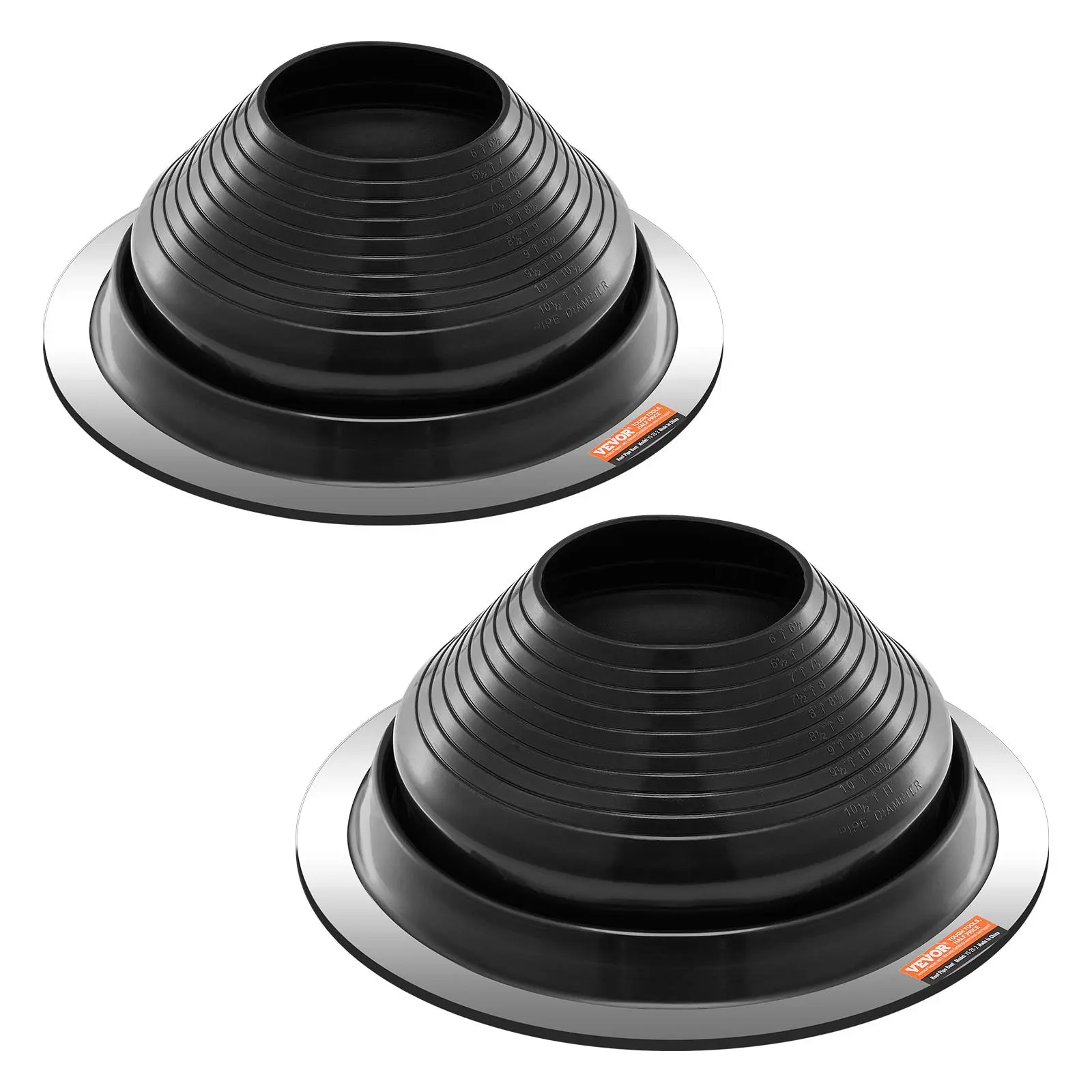 【Summerfinds】VEVOR 2 Pcs Roof Pipe Flashing Boots Fit Pipe OD 6" to 11"Flexible EDPM Roofing Jack Pipe FlashingHigh Temp -67℉ to 212℉Endurable Round Metal Basefor ChimneyWood Stove & Outdoor Vent Pipes