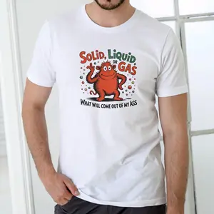 Men's Casual Solid Liquid Or Gas Funny Short-Sleeve T-Shirt - USA-Made, Relaxed Fit, CoreVarsity.us Soft Fabric, Vibe-Infused (Also Available as Sweatshirt/Hoodie)