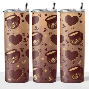 Hot Chocolate Conchas 20oz Steel Insulated Tumbler with Clear Lid and Reusable Straw - Flasks, Drinkware