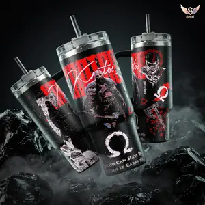 KRATOS God of War "Death Can Have Me" Gamer Art Sayal 40 oz Thermal Vacuum Insulated 12H Hot Cold With Handle For Playstation Fans & Gritty Aesthetic Vibes Spartan Style Leak-Proof BPA-Free Stainless Steel Cupholder Friendly Cup Must-Have