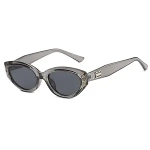 1pc Y2K Punk Cat Eye Sunglasses for Women, Minimalist Oval Frame Designer Sun Glasses, Summer Travel Fashion Shades High Quality Eyewear