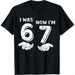 I was 6 Now I'm 7 Six Seven Meme with Hands 7th Birthday T-Shirt