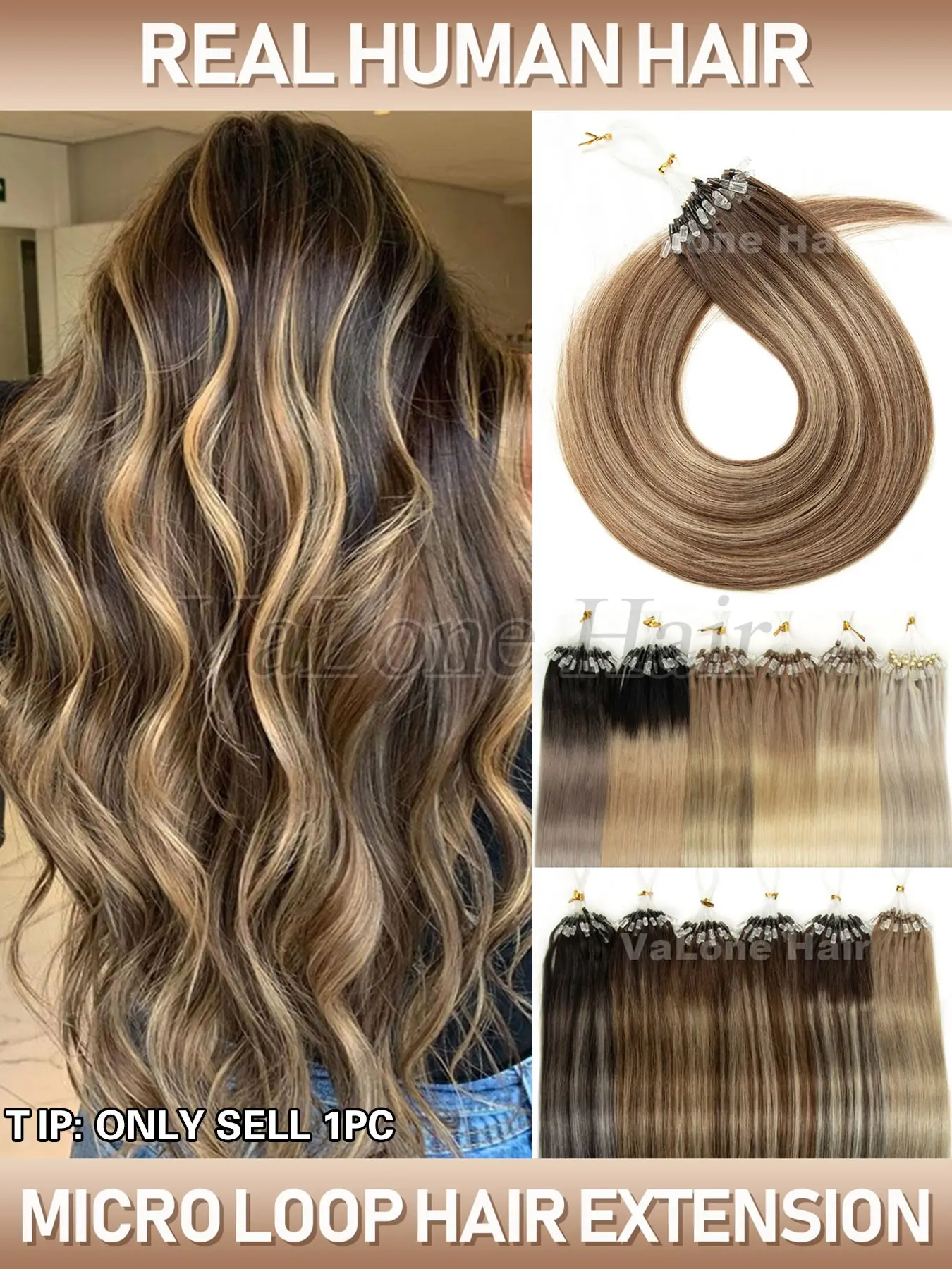 Micro Loop Hair Extensions, Microbead Extensions, Glueless Hair, Gradient color, mixed color, Straight Smooth Texture With Fine Fishing Line & Micro Bead System, Lightweight Volume & Length Boosters, Hair Extensions For Blending, Human Hair