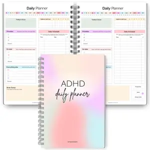 Neurodiversity Adult Adhd Daily Planner Notebook, Productivity Planning Tool & To-Do List, Focus, Brain Dump, Clean, A5 Spiral Bound
