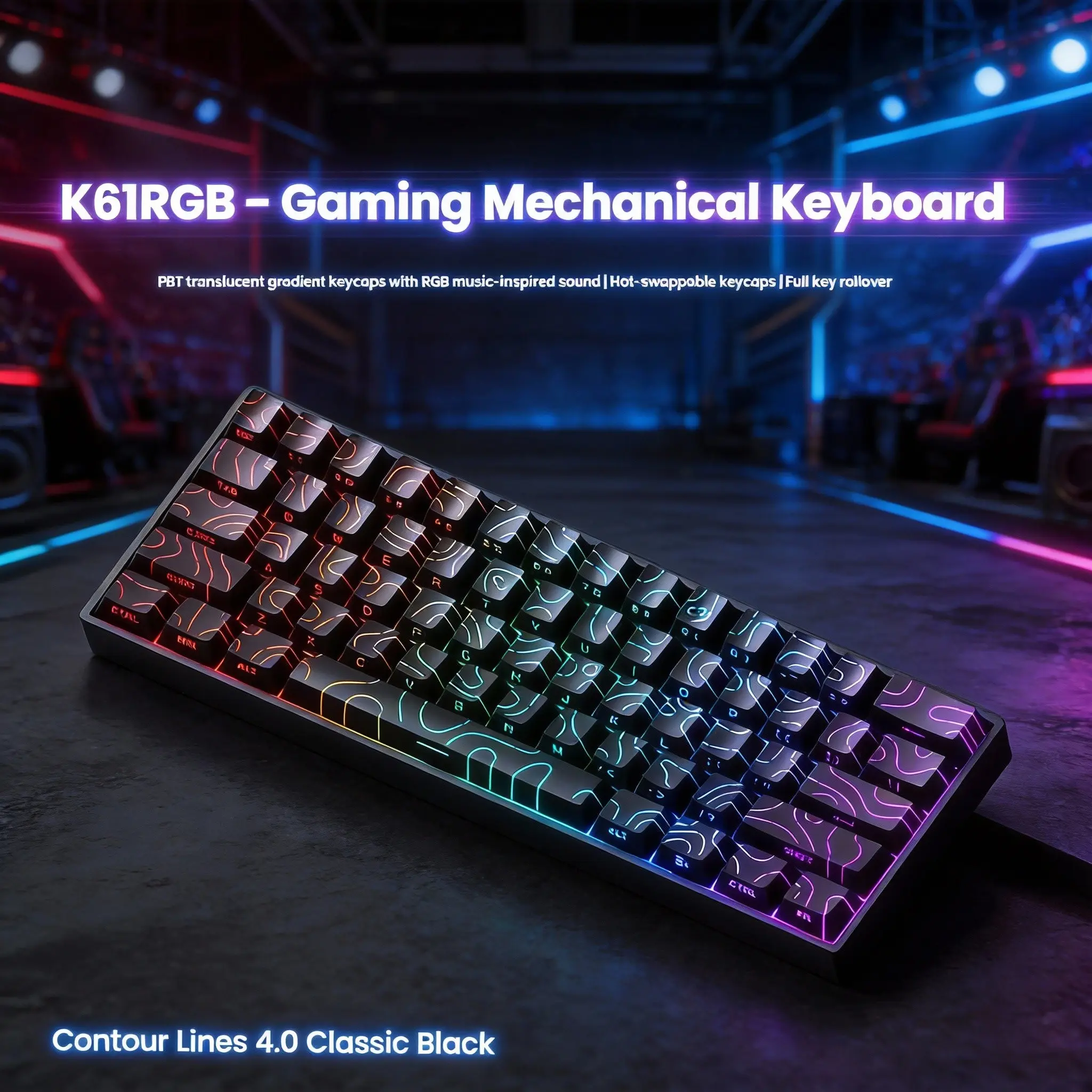 K61 Lighted Mechanical Keyboard Wired 60% RGB Backlight 61 Keys for Desktop/laptop RGB Lighting Keyboard