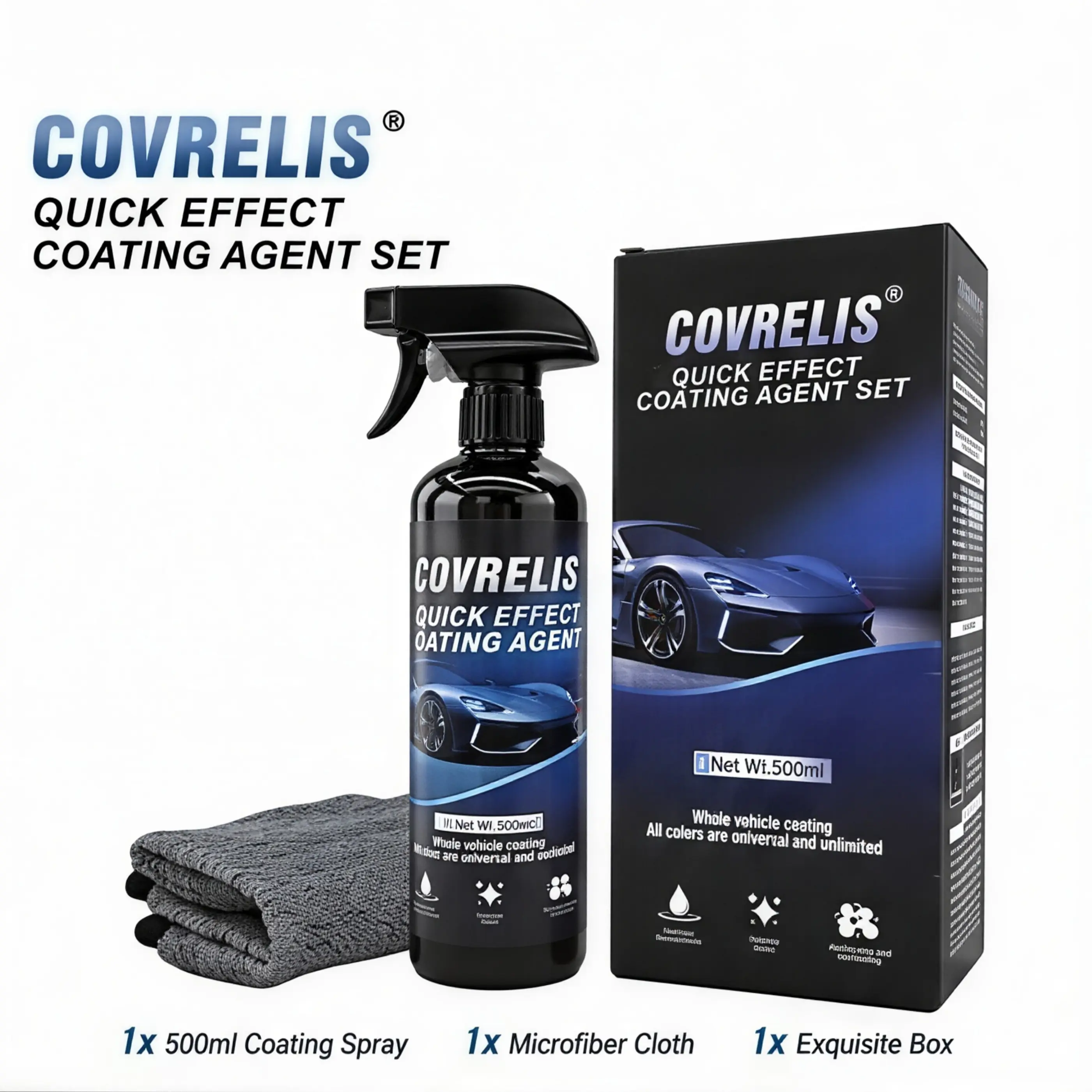 COVRELIS Quick Acting Automotive Coating Agent Quick Acting Automotive Paint Wax Liquid Cross Film Crystal Coating Spray Brightening Repair Multi-Purpose Paint Regenerator Ceramic Automotive Coating Spray