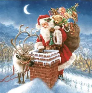 Napkins: Santa by the Chimney - Christmas Paper Napkins 20 pkg