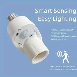 Motion sensor E27 lampholder converter, adjustable delay time switch control, base, household bulb adapter, Wireless