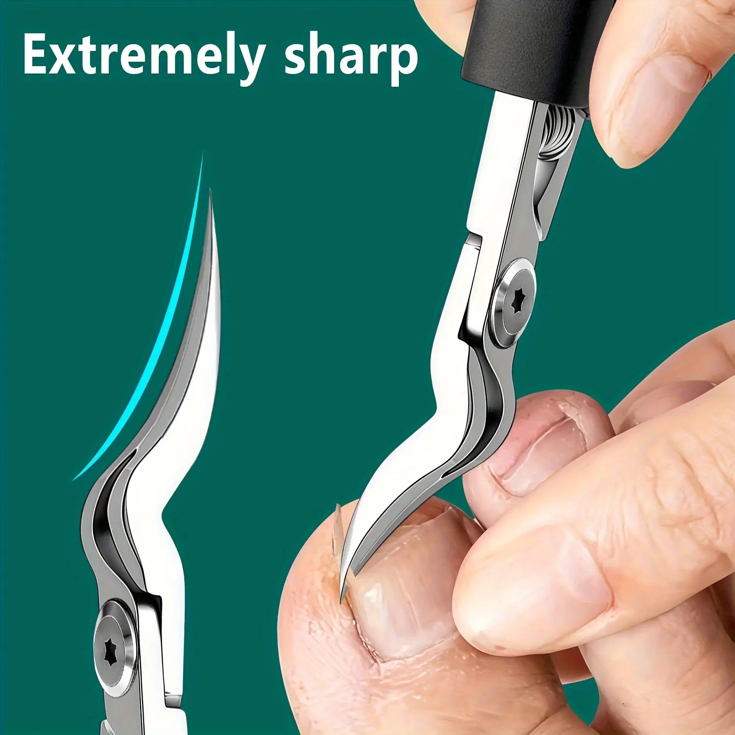 Stainless Steel Ingrown Toenail Clippers, Thick & Hard Nail Cutter, Toenail Trimmer for Adults & Seniors, Curved Sharp Durable Blades, Unisex Toenail Care Tool, Nail Tools