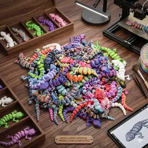 100-Piece Glowmode Gecko Wall Decorations - 3D Printer-Made Artistic Multi-Color Random Ornaments, Home Supplies Statues & Figurines for Room Decor, Wedding Gifts