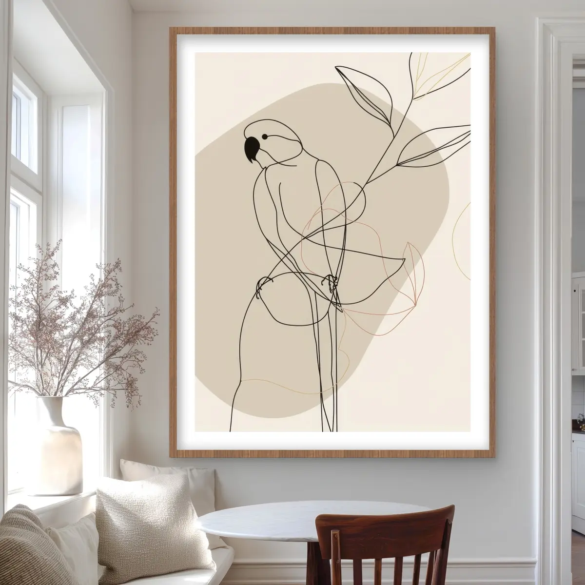Begin Home Decor C1FM3648GQQ75T 36 x 48 in. Lovebird Beige Framed Matted Print Wall Art - Home Decor Art