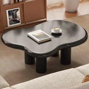 Guyii 35.43" Cloud Coffee Table Black Modern End Table for Living Room with 4 Legs Cartoon Irregular Design Indoor Tea Table multiple package