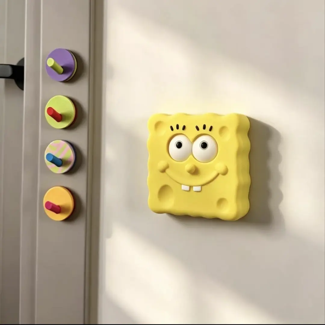 3D Printed Octopus Guy Light Switch Decoration, Anime Model Ornament, SpongeBob Merchandise Switch Panel Cover Concealment Tool for Baby & Maternity Room Decor