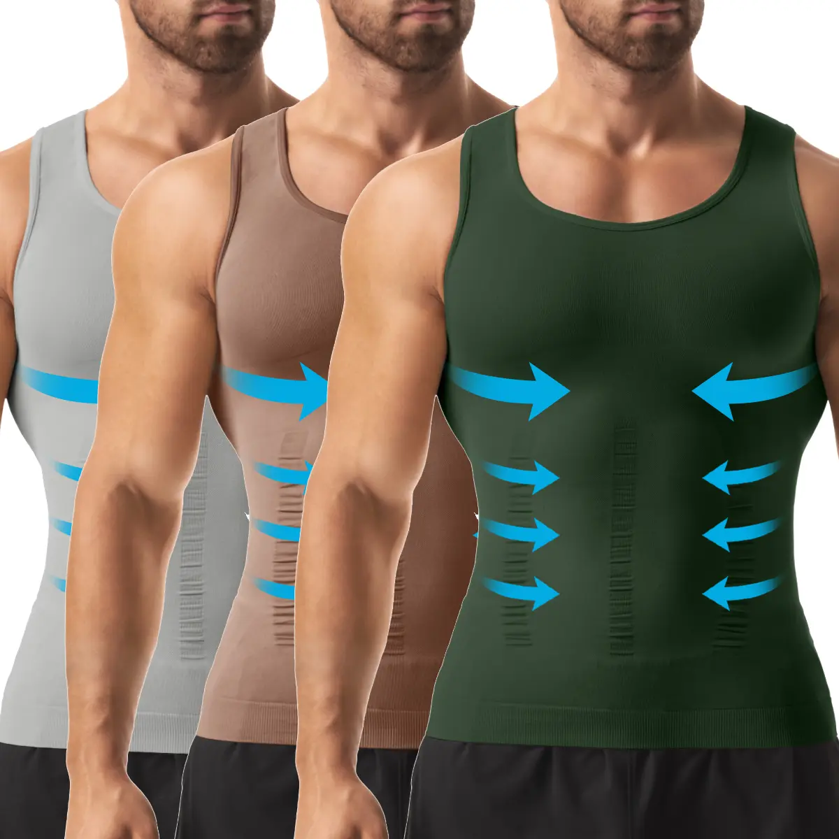 1-3 Pack Menswear Shapewear Compression Tank Top Daily Casual Undershirt Tummy Control Workout Underwear Shirt Body Shaper Breathable Elastic Soft Stretchy Fabric Sports Sleeveless Casual Fitted Suit